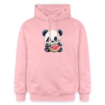 Süßes Panda mit Wassermelone - Gildan Unisex Softstyle® Midweight Hoodie - Hellrosa - Vorne - Liana (172cm) & Jaron (178cm)
