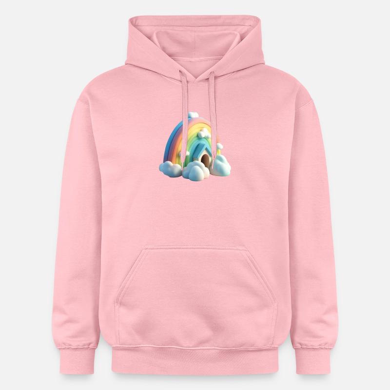 Arc-en-ciel avec maison - Sweat à capuche Softstyle® Gildan Unisexe - rose clair