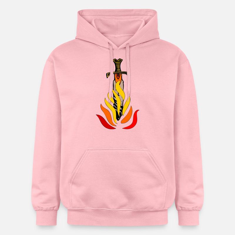 Épée dans les flammes - Sweat à capuche Softstyle® Gildan Unisexe - rose clair