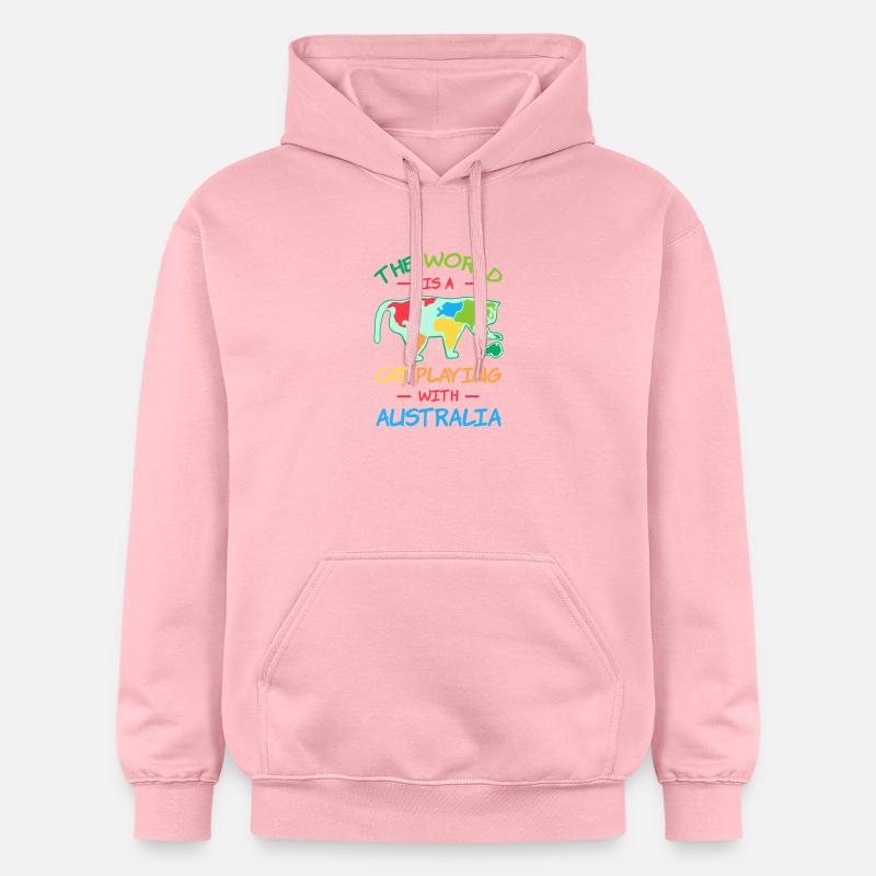 World Cat jouant avec l’Australie - Sweat à capuche Softstyle® Gildan Unisexe - rose clair