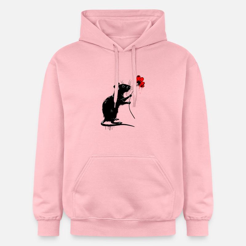 Rat avec fleur - Sweat à capuche Softstyle® Gildan Unisexe - rose clair