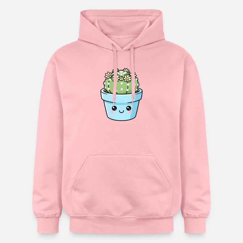 Cactus Kawaii dans Blue Pot - Sweat à capuche Softstyle® Gildan Unisexe - rose clair