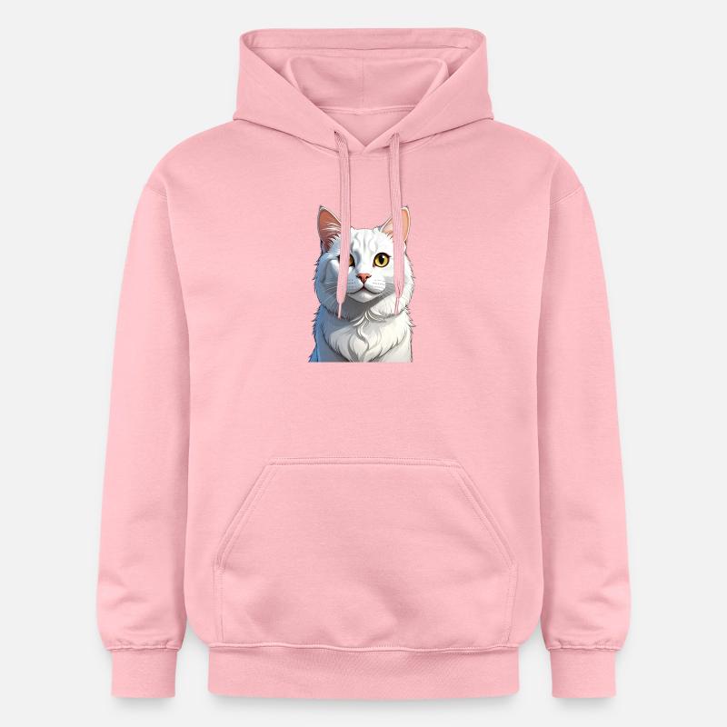 Chat blanc - Sweat à capuche Softstyle® Gildan Unisexe - rose clair