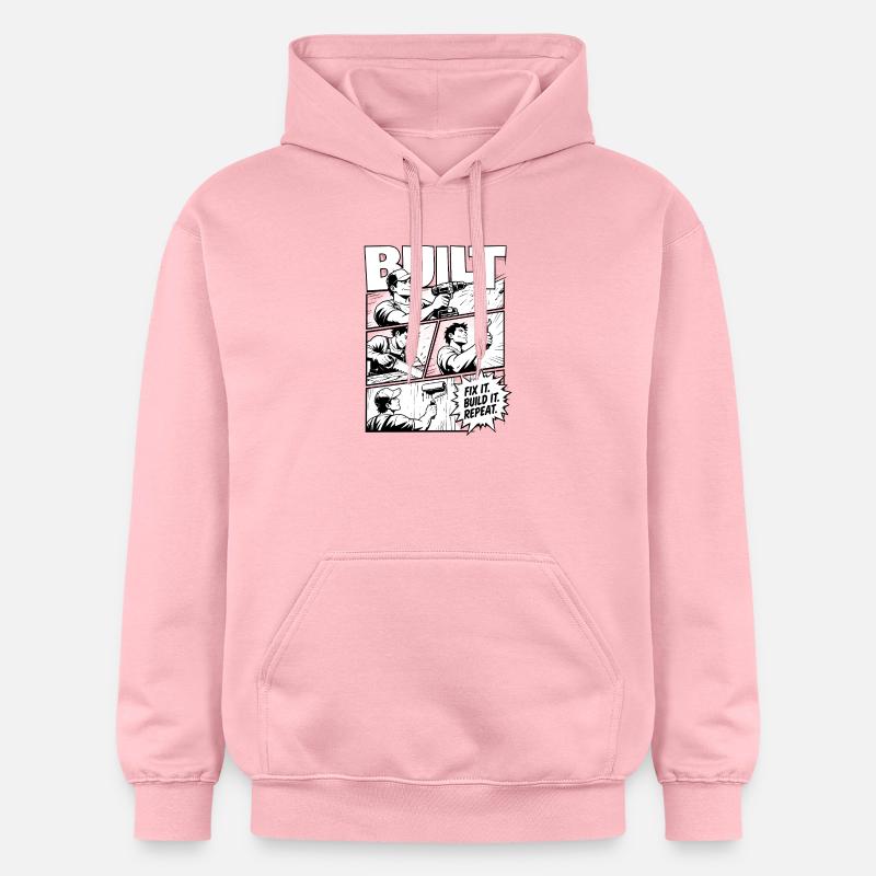 Construis, répare-le, recommence, recommence - Sweat à capuche Softstyle® Gildan Unisexe - rose clair