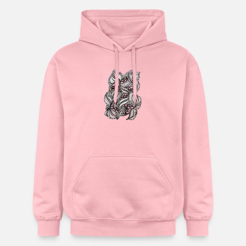 Motif de feuilles noir et blanc - Sweat à capuche Softstyle® Gildan Unisexe - rose clair