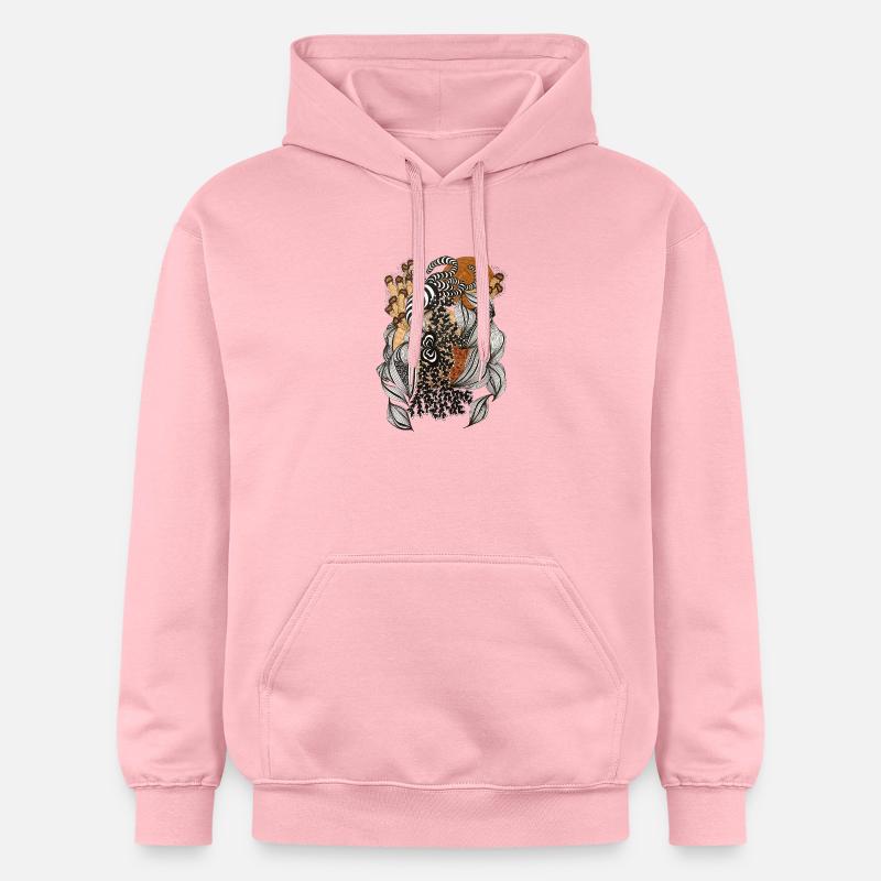 Spirale botanique noire et blanche - Sweat à capuche Softstyle® Gildan Unisexe - rose clair