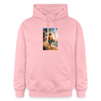 Surfer Humanoides Seepferdchen - Gildan Unisex Softstyle® Midweight Hoodie - Hellrosa - Vorne - Liana (172cm) & Jaron (178cm)
