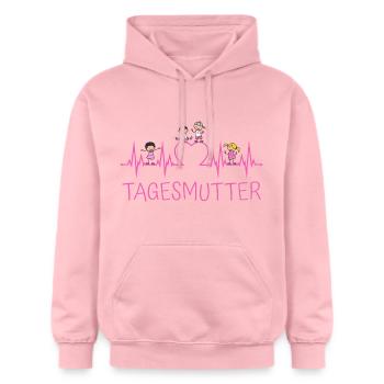 Tagesmutter Herzschlag mit Herz und Kindern pink - Gildan Unisex Softstyle® Midweight Hoodie - Hellrosa - Vorne - Liana (172cm) & Jaron (178cm)