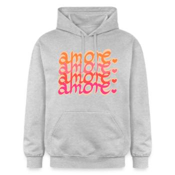 Cupidon Amour Amour - Sweat à capuche Softstyle® Gildan Unisexe - gris clair chiné - Devant - Liana (172cm) & Jaron (178cm)