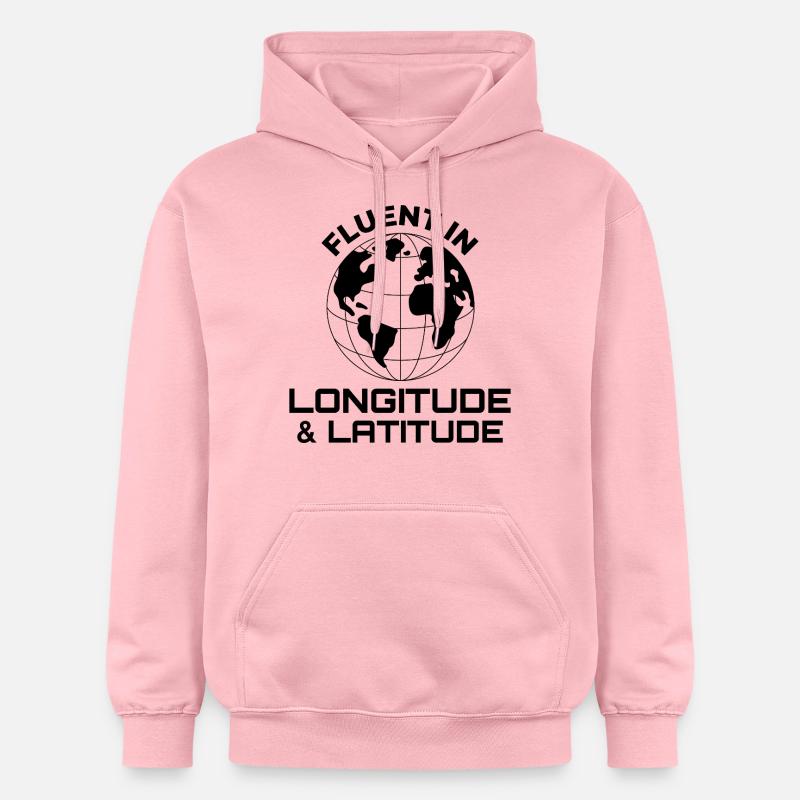 Fluent Longitude Latitude GIS Globe - Sweat à capuche Softstyle® Gildan Unisexe - rose clair