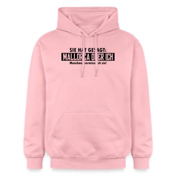 mallorca oder ich - Gildan Unisex Softstyle® Midweight Hoodie - Hellrosa - Vorne - Liana (172cm) & Jaron (178cm)