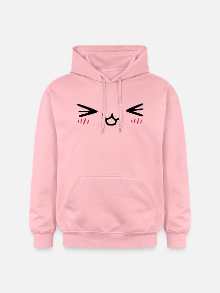 kawaii_face_4 - Gildan Unisex Softstyle® Midweight Hoodie - Hellrosa