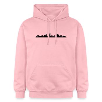 Skyline Saarbrücken Silhouette - Gildan Unisex Softstyle® Midweight Hoodie - Hellrosa - Vorne - Liana (172cm) & Jaron (178cm)