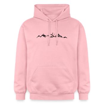 BERGE Gebirge Landschaft Silhouette Panorama - Gildan Unisex Softstyle® Midweight Hoodie - Hellrosa - Vorne - Liana (172cm) & Jaron (178cm)
