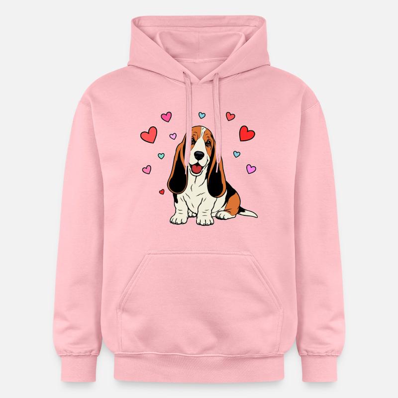 Basset Hound_Hund_sitzendd_Herz_farbig - Sweat à capuche Softstyle® Gildan Unisexe - rose clair