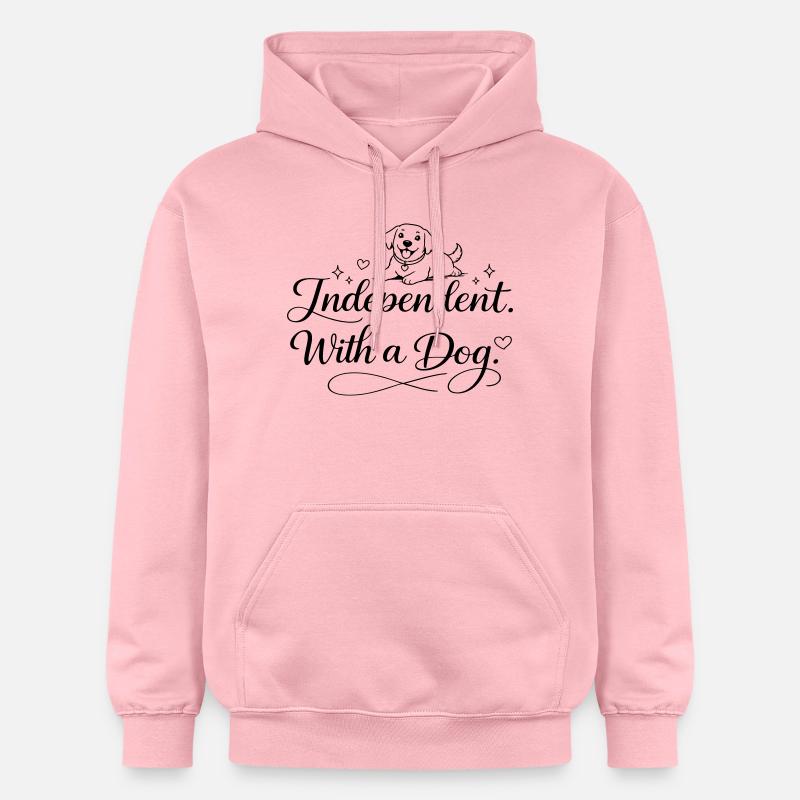 Indépendant. Avec un chien. - Sweat à capuche Softstyle® Gildan Unisexe - rose clair