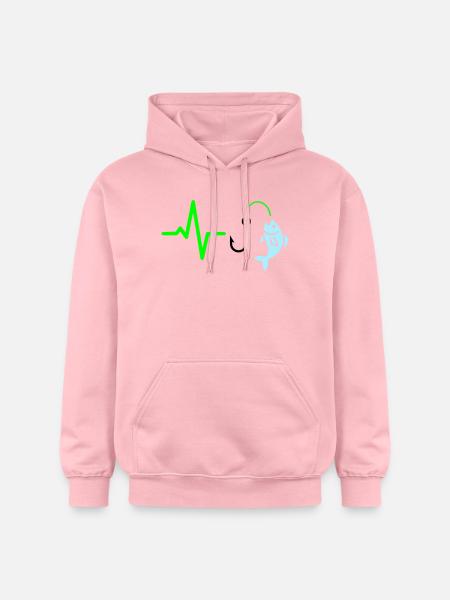 Pulse Line Fishing Fish Icon - Gildan Unisex Softstyle® Midweight Hoodie - light pink