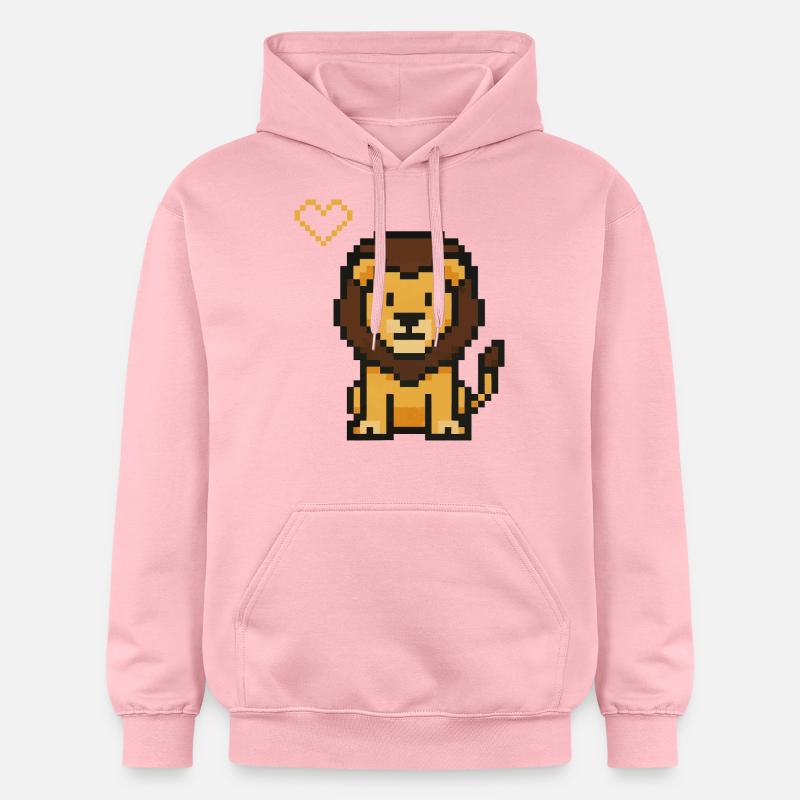 Lion Pixel - Sweat à capuche Softstyle® Gildan Unisexe - rose clair