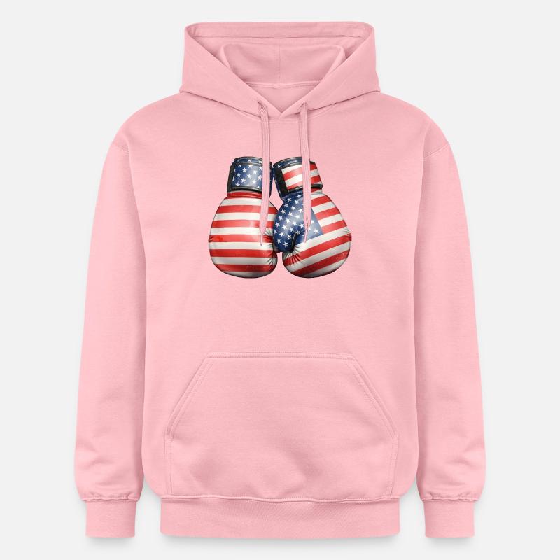 Gants de boxe des drapeaux américains - Sweat à capuche Softstyle® Gildan Unisexe - rose clair