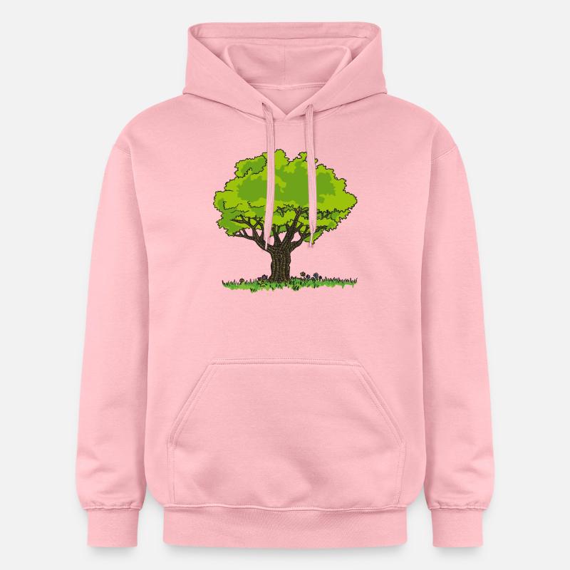 Dessin arbre pré et fleurs - Sweat à capuche Softstyle® Gildan Unisexe - rose clair