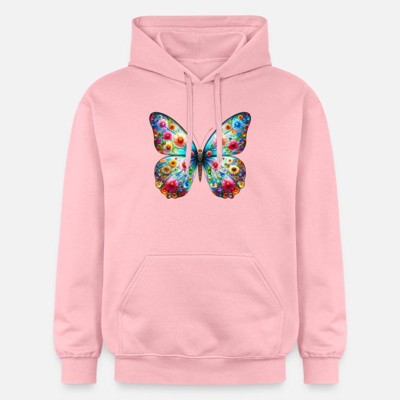 Papillon - Sweat à capuche Softstyle® Gildan Unisexe - rose clair