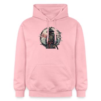 Asie 80s Samouraï Rétro Japonais Samouraï - Sweat à capuche Softstyle® Gildan Unisexe - rose clair - Devant - Liana (172cm) & Jaron (178cm)