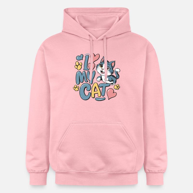 J’AIME MON CHAT - Sweat à capuche Softstyle® Gildan Unisexe - rose clair