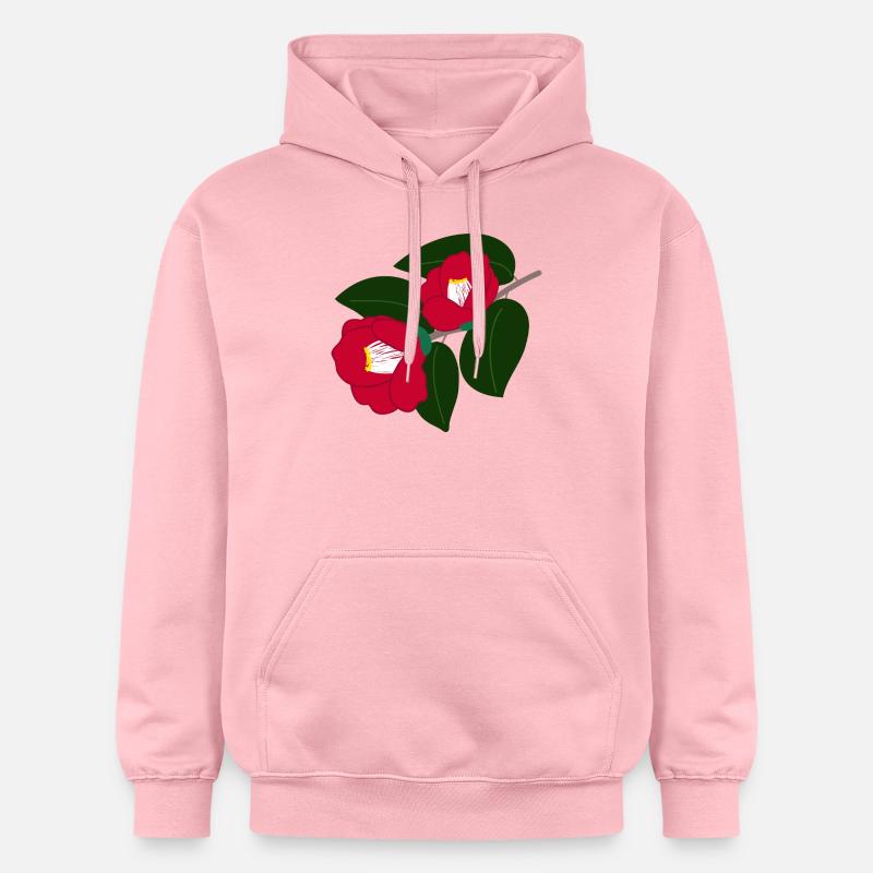 Deux fleurs de camélia rouge - Sweat à capuche Softstyle® Gildan Unisexe - rose clair