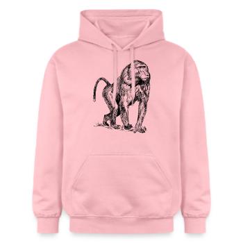 Affe Pavian - Gildan Unisex Softstyle® Midweight Hoodie - Hellrosa - Vorne - Liana (172cm) & Jaron (178cm)