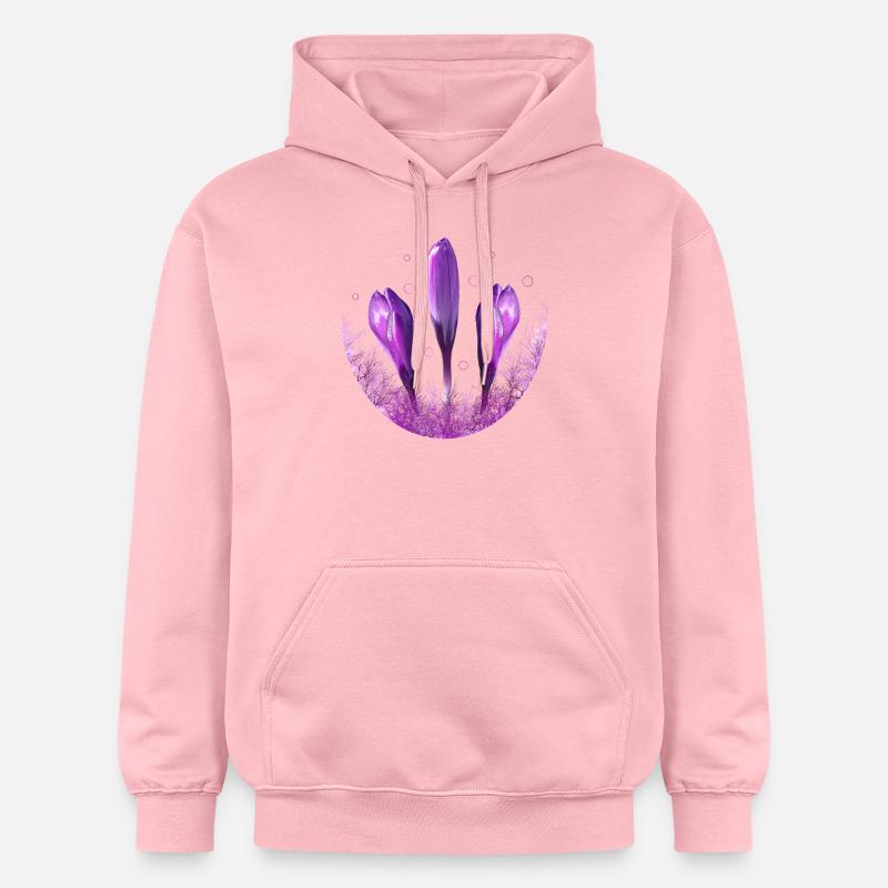 Crocus Crocus Fleurs Violettes - Sweat à capuche Softstyle® Gildan Unisexe - rose clair
