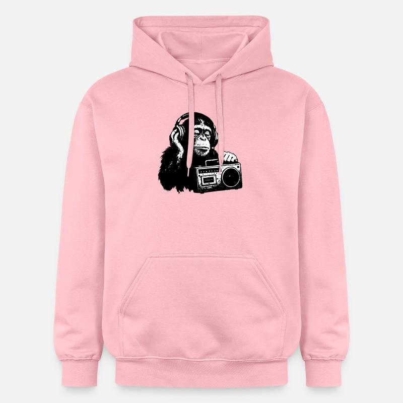Singe avec magnétophone à cassette - Sweat à capuche Softstyle® Gildan Unisexe - rose clair