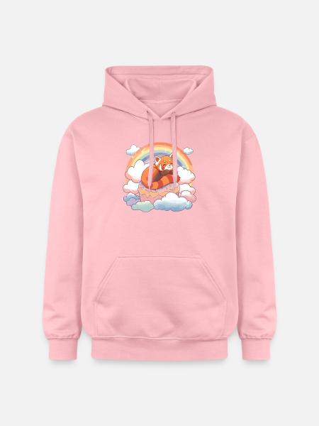 Red Panda in Rainbow Cloud Cake - Gildan Unisex Softstyle® Midweight Hoodie - light pink
