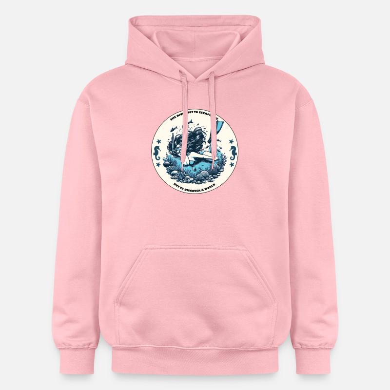 « SOUS LA SURFACE » - Sweat à capuche Softstyle® Gildan Unisexe - rose clair