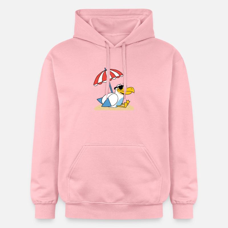 Mouette de plage ensoleillée avec parapluie - Sweat à capuche Softstyle® Gildan Unisexe - rose clair