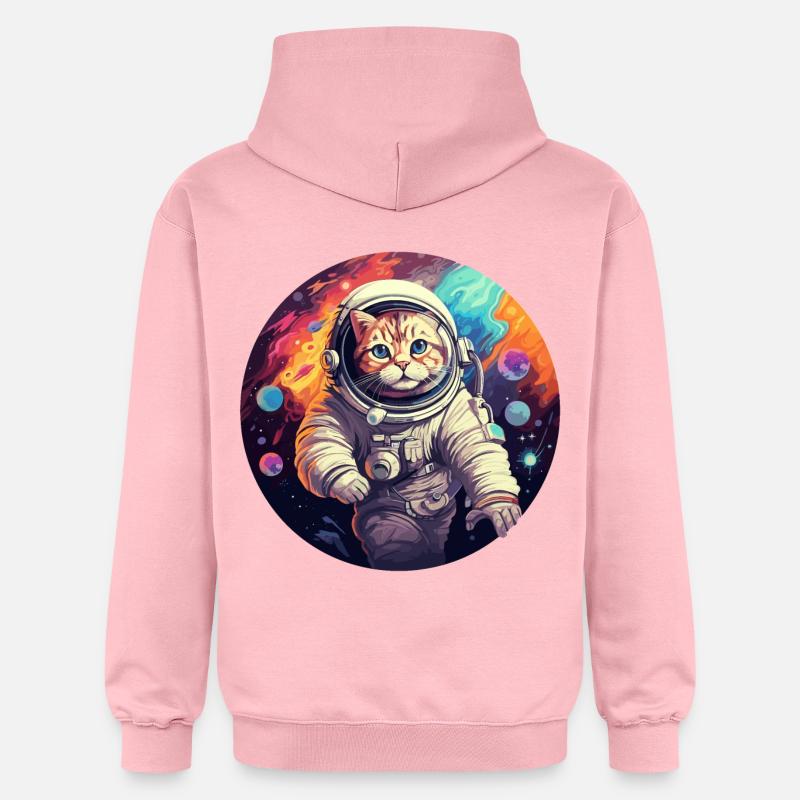 Chat astronaute - Sweat à capuche Softstyle® Gildan Unisexe - rose clair