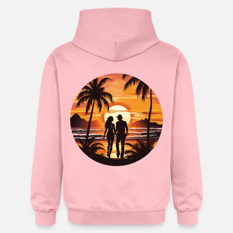 Plage Coucher de soleil - Sweat à capuche Softstyle® Gildan Unisexe - rose clair