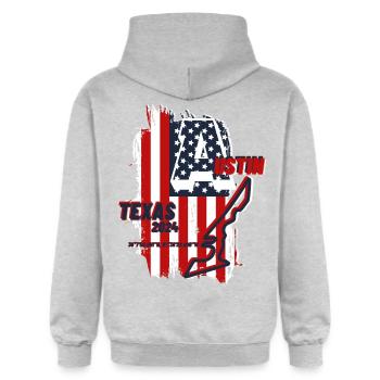 Grand Prix USA Austin Texas Circuit Saison 2024 - Sweat à capuche Softstyle® Gildan Unisexe - gris clair chiné - Dos - Liana (172cm)