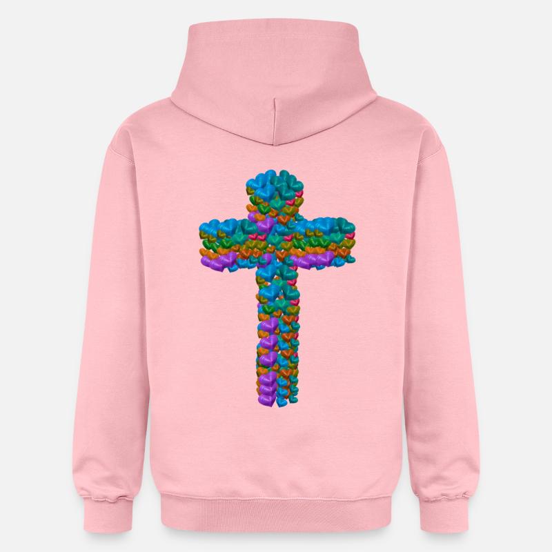 Croix Croix Coeurs Coeurs Crucifix - Sweat à capuche Softstyle® Gildan Unisexe - rose clair