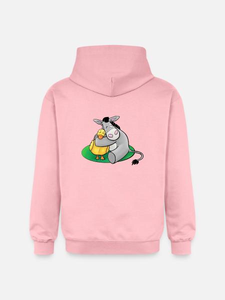 Cuddly donkey with duck - Gildan Unisex Softstyle® Midweight Hoodie - light pink