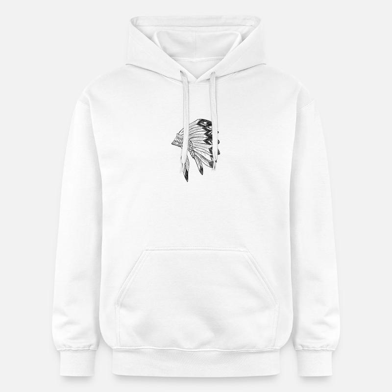 Coiffe Apache Guerrier Indien - Sweat à capuche Softstyle® Gildan Unisexe - blanc
