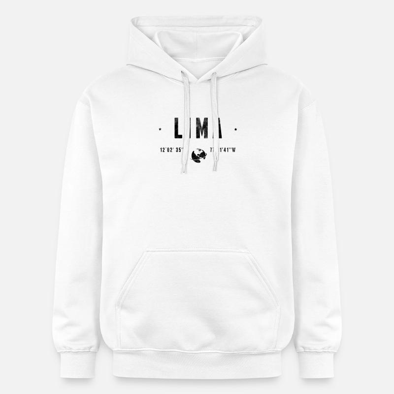 Lima Pérou Coordonnées GPS - Sweat à capuche Softstyle® Gildan Unisexe - blanc