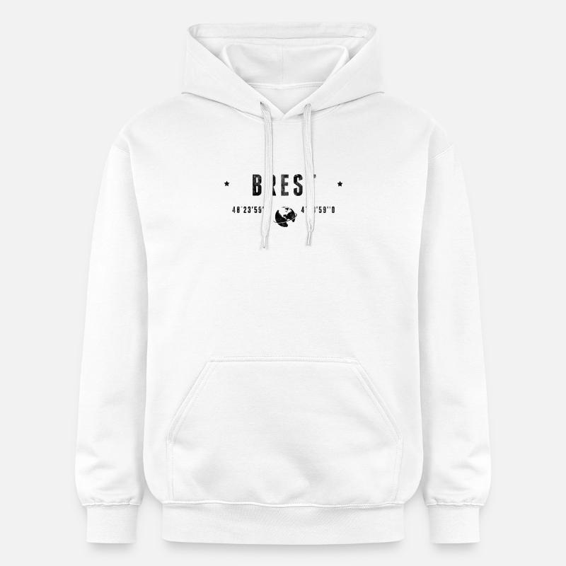 Brest Coordonnées Géographiques Stylisées - Sweat à capuche Softstyle® Gildan Unisexe - blanc