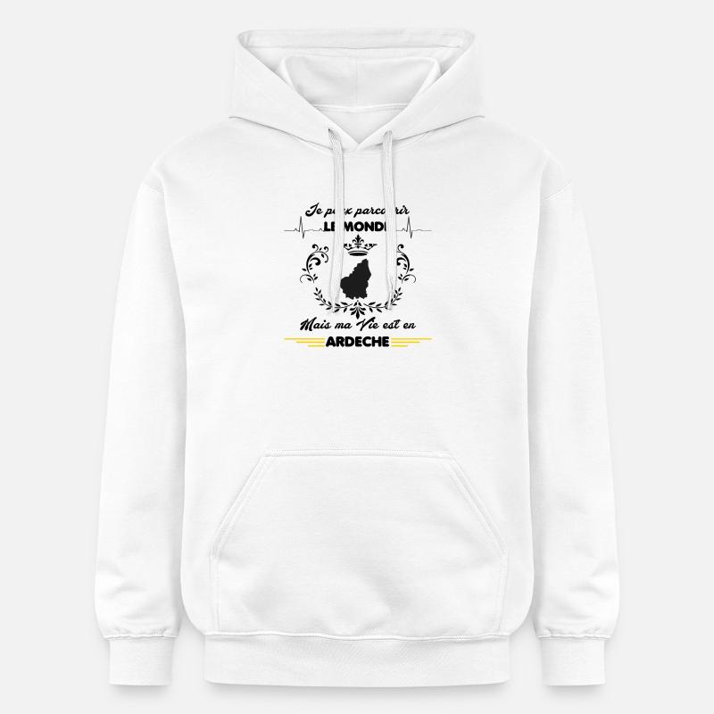 MA VIE EST EN ARDECHE - Sweat à capuche Softstyle® Gildan Unisexe - blanc
