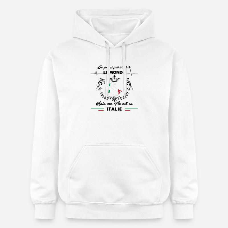 MA VIE EST EN ITALIE - Sweat à capuche Softstyle® Gildan Unisexe - blanc