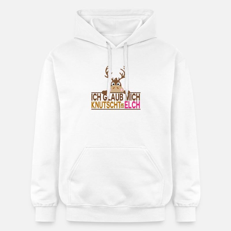 Ich glaub mich knutscht ein Elch - Gildan Unisex Softstyle® Midweight Hoodie - Weiß