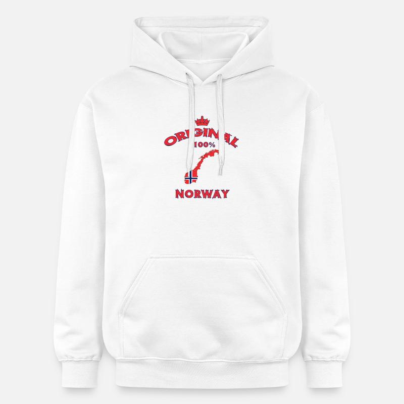Norge 100% original / gaveflagg - Gildan Unisex Softstyle® Midweight Hoodie - hvit