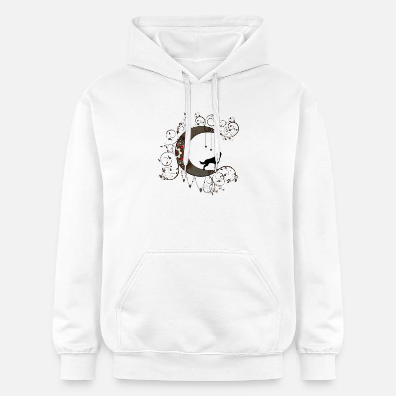 Merveilleuse lune avec le loup - Sweat à capuche Softstyle® Gildan Unisexe - blanc