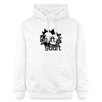 Läuft - Säuft Bier lustig Spruch - Gildan Unisex Softstyle® Midweight Hoodie - Weiß - Vorne - Liana (172cm) & Jaron (178cm)