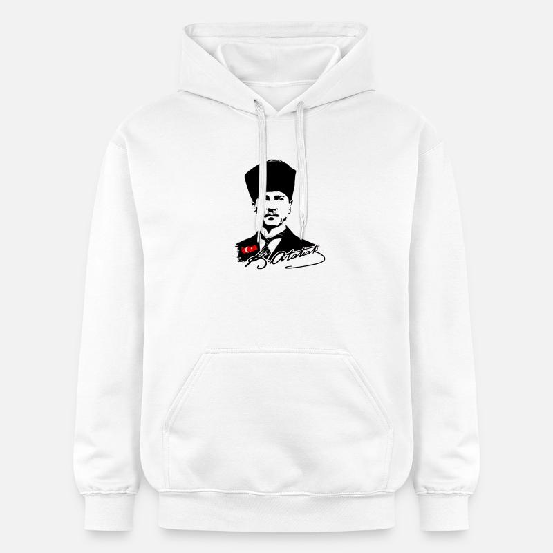 Silhouette d’Atatürk avec drapeau turc - Sweat à capuche Softstyle® Gildan Unisexe - blanc