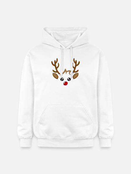 Cute reindeer face boy Christmas Xmas - Gildan Unisex Softstyle® Midweight Hoodie - white